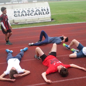 I primi arrivati stanchi dopo la corsa